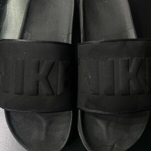 Nike Black Slide Sandals with Embossed Logo